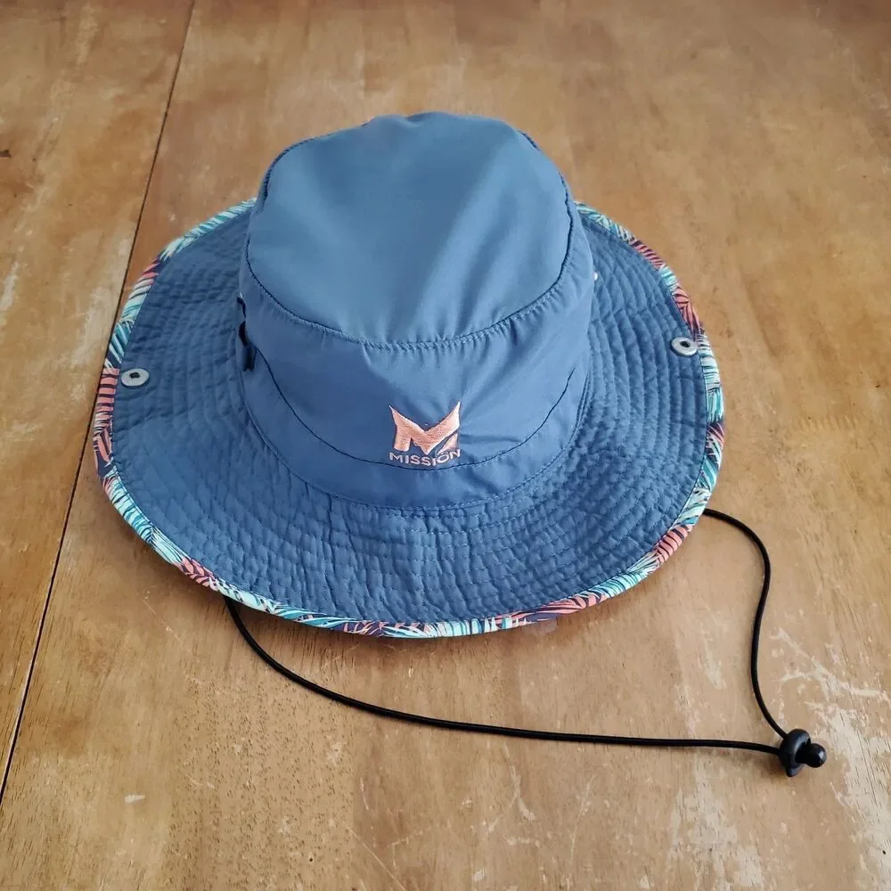 Mission Cooling Boonie Bucket Hat Wide Brim Lightweight Blue UPF 50 Cooling